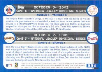 2003 Topps #351 Angels & Giants Team Shots Back