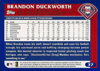 2003 Topps #37 Brandon Duckworth Back