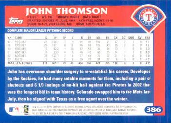 2003 Topps #386 John Thomson Back