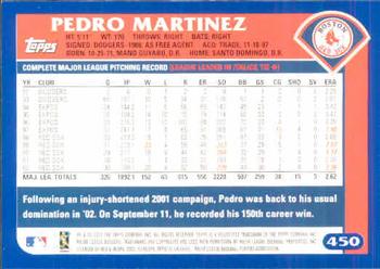 2003 Topps #450 Pedro Martinez Back