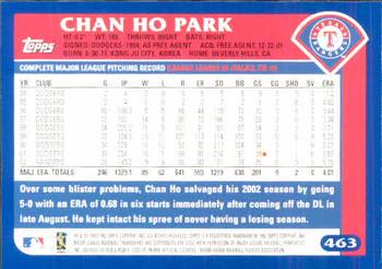 2003 Topps #463 Chan Ho Park Back