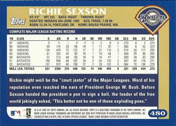 2003 Topps #480 Richie Sexson Back
