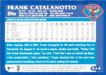 2003 Topps #514 Frank Catalanotto Back