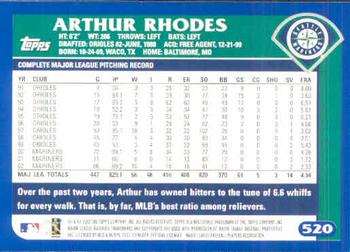 2003 Topps #520 Arthur Rhodes Back