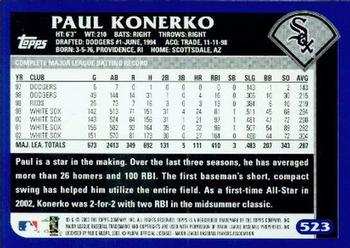 2003 Topps #523 Paul Konerko Back