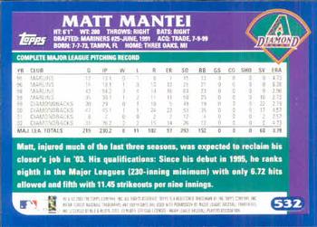 2003 Topps #532 Matt Mantei Back