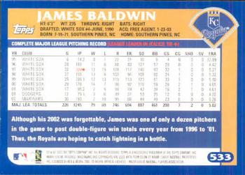 2003 Topps #533 James Baldwin Back