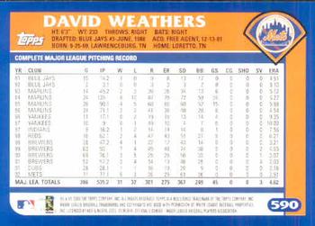 2003 Topps #590 David Weathers Back