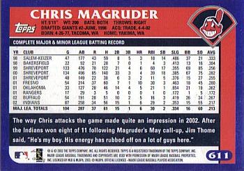 2003 Topps #611 Chris Magruder Back