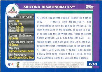 2003 Topps #631 Arizona Diamondbacks Back