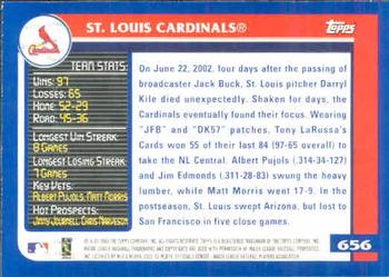 2003 Topps #656 St. Louis Cardinals Back