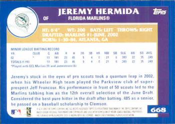 2003 Topps #668 Jeremy Hermida Back