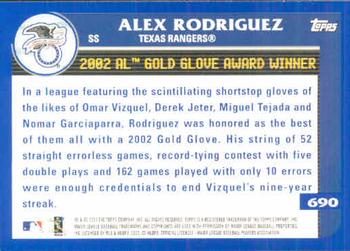 2003 Topps #690 Alex Rodriguez Back