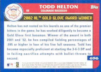 2003 Topps #696 Todd Helton Back
