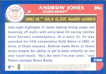 2003 Topps #700 Andruw Jones Back