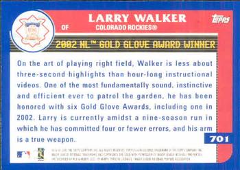 2003 Topps #701 Larry Walker Back