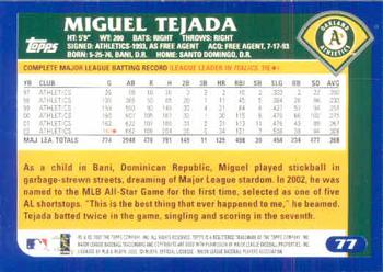 2003 Topps #77 Miguel Tejada Back