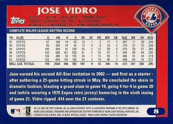 2003 Topps #8 Jose Vidro Back