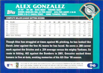 2003 Topps #96 Alex Gonzalez Back