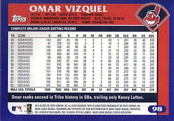 2003 Topps #98 Omar Vizquel Back