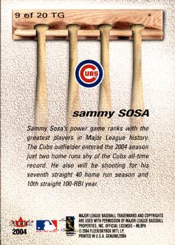 2004 Fleer Genuine Insider - Tools of the Game #9TG Sammy Sosa Back