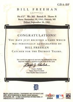 2004 Fleer Greats of the Game - Autographs #GBA-BF Bill Freehan Back