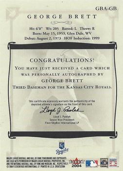 2004 Fleer Greats of the Game - Autographs #GBA-GB George Brett Back