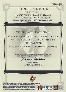 2004 Fleer Greats of the Game - Autographs #GBA-JP Jim Palmer Back