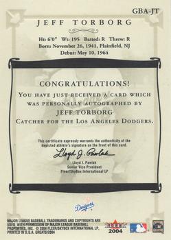 2004 Fleer Greats of the Game - Autographs #GBA-JT Jeff Torborg Back