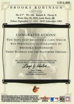 2004 Fleer Greats of the Game - Autographs #GBA-BR Brooks Robinson Back