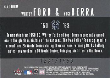 2004 Fleer Greats of the Game - Battery Mates #4 BM Whitey Ford / Yogi Berra Back