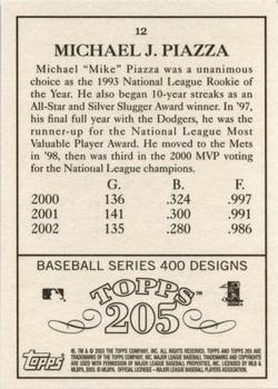 2003 Topps 205 #12 Mike Piazza Back