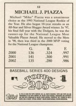 2003 Topps 205 #12 Mike Piazza Back