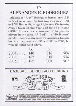 2003 Topps 205 #50 Alex Rodriguez Back