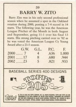 2003 Topps 205 #59 Barry Zito Back