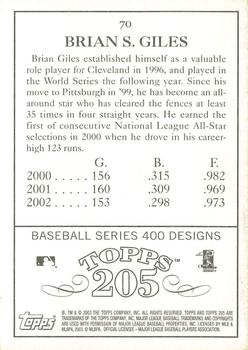 2003 Topps 205 #70 Brian Giles Back
