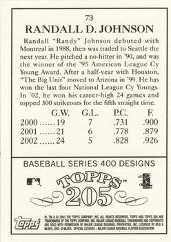 2003 Topps 205 #73 Randy Johnson Back