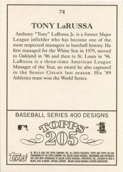 2003 Topps 205 #74 Tony LaRussa Back