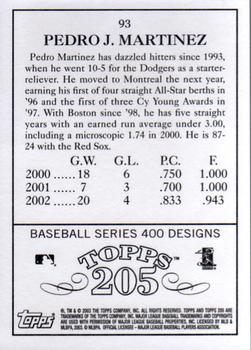 2003 Topps 205 #93 Pedro Martinez Back