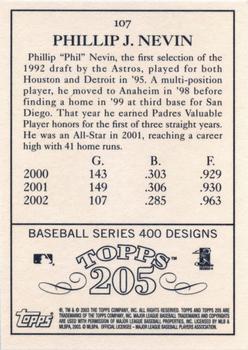 2003 Topps 205 #107 Phil Nevin Back