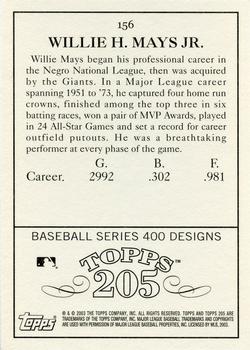 2003 Topps 205 #156 Willie Mays Back