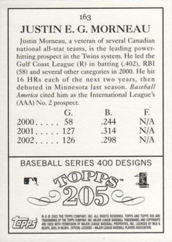 2003 Topps 205 #163 Justin Morneau Back