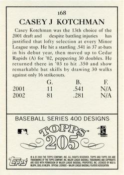 2003 Topps 205 #168 Casey Kotchman Back