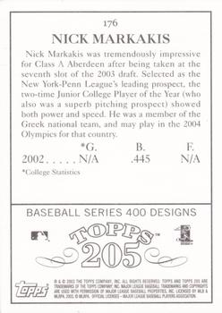 2003 Topps 205 #176 Nick Markakis Back