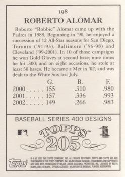 2003 Topps 205 #198 Roberto Alomar Back