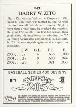 2003 Topps 205 #243 Barry Zito Back
