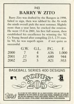 2003 Topps 205 #243 Barry Zito Back