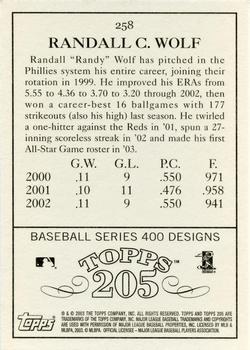 2003 Topps 205 #258 Randy Wolf Back