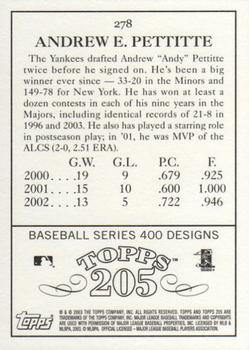 2003 Topps 205 #278 Andy Pettitte Back