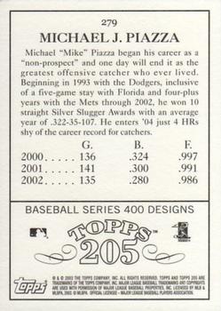 2003 Topps 205 #279 Mike Piazza Back